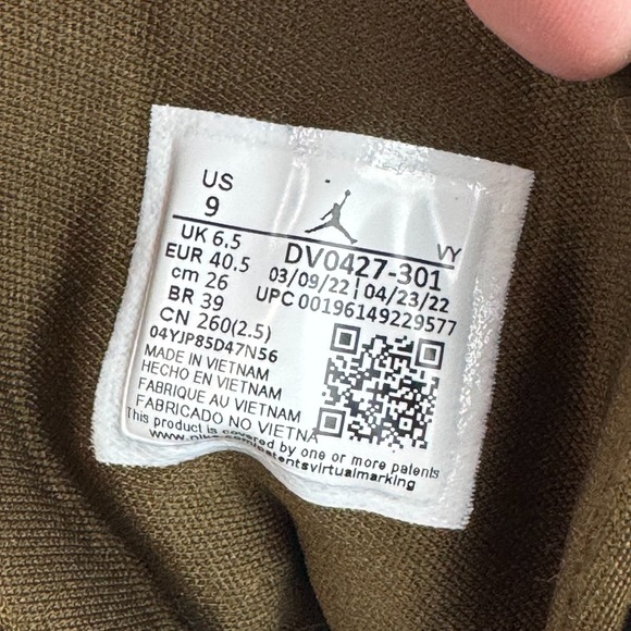 Womens Nike Air Jordan 1 Mid SE Olive Toe‎ Basketball Shoes Sneakers Size 9 M - Picture 10 of 12